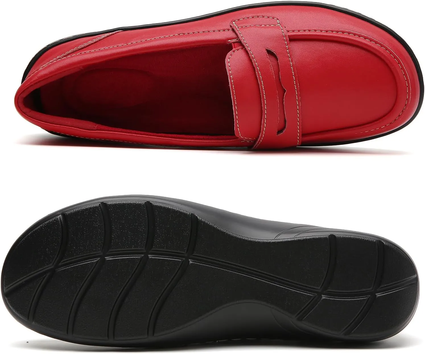 QAE Loafers for Women Comfort Orthopedic Slip On Penny Loafers Women's Flat Shoes for Casual Walking Dress Work Business