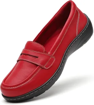 QAE Loafers for Women Comfort Orthopedic Slip On Penny Loafers Women's Flat Shoes for Casual Walking Dress Work Business