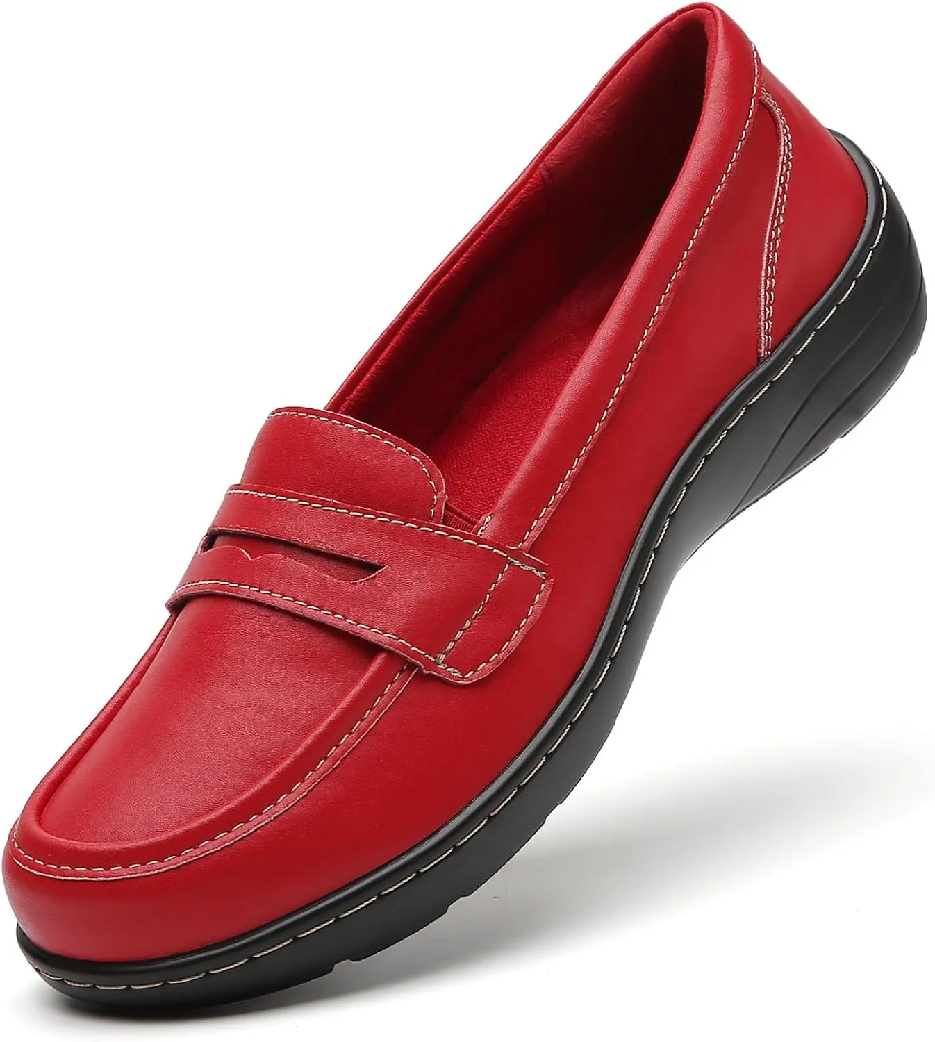 QAE Loafers for Women Comfort Orthopedic Slip On Penny Loafers Women's Flat Shoes for Casual Walking Dress Work Business