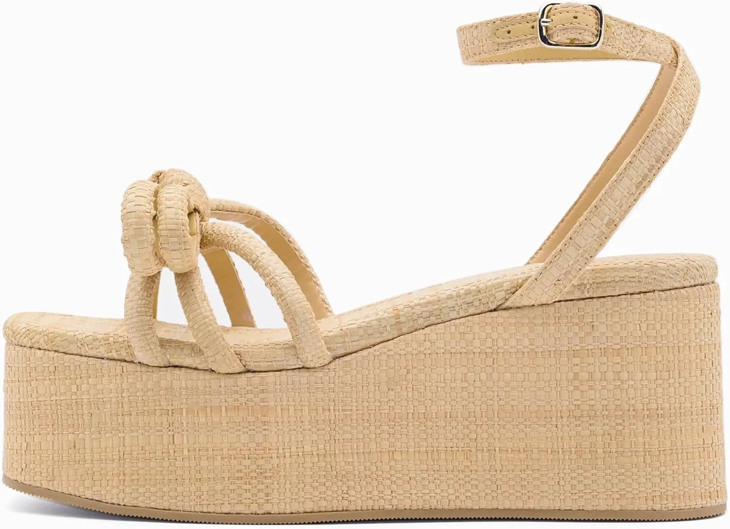 Raffia Platform Sandals for Women Espadrille Wedges Comfortable Summer Beach Slingback Sandals Bow Ankle Strappy Woven Straw Sandals