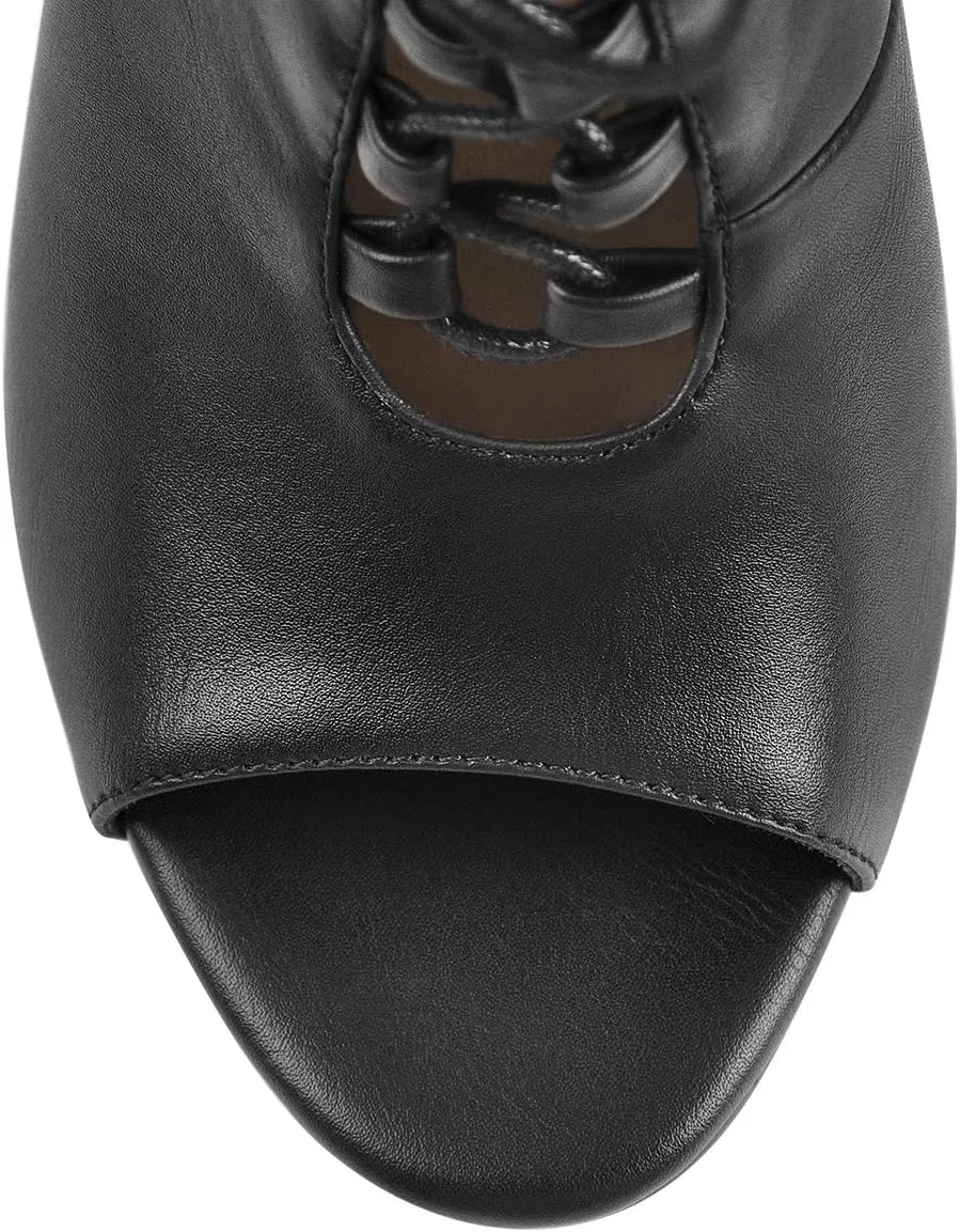 Richealnana Women's Peep Toe Lace Up Sandal Ankle Booties