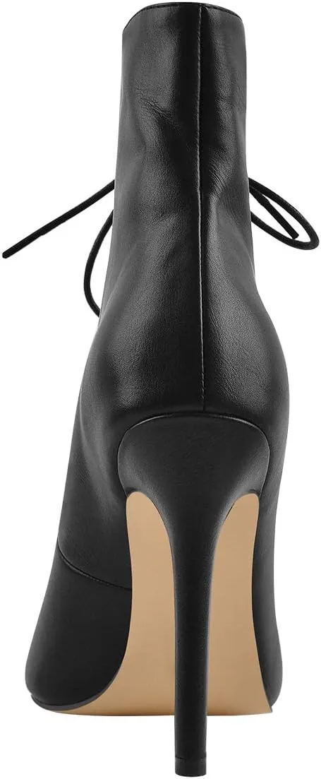 Richealnana Women's Peep Toe Lace Up Sandal Ankle Booties