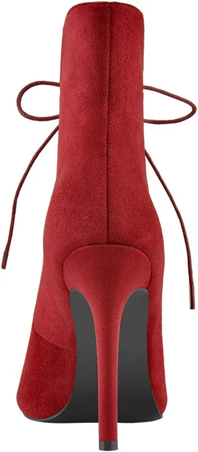 Richealnana Women's Peep Toe Lace Up Sandal Ankle Booties