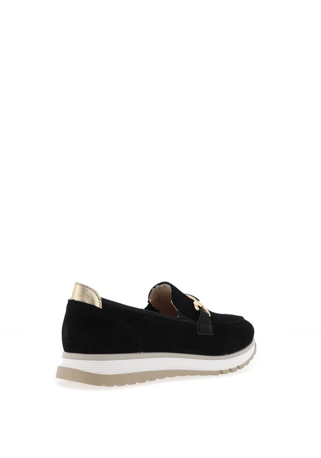 Rieker Womens Suede Leather Slip On Loafer, Black