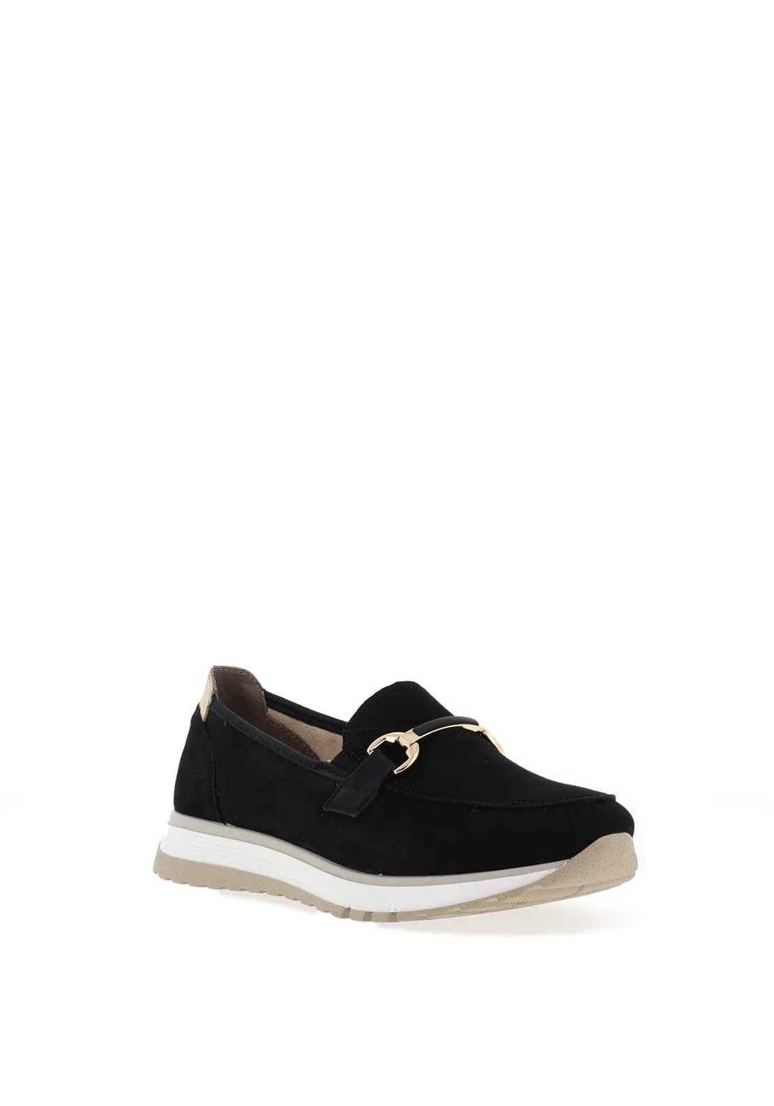 Rieker Womens Suede Leather Slip On Loafer, Black