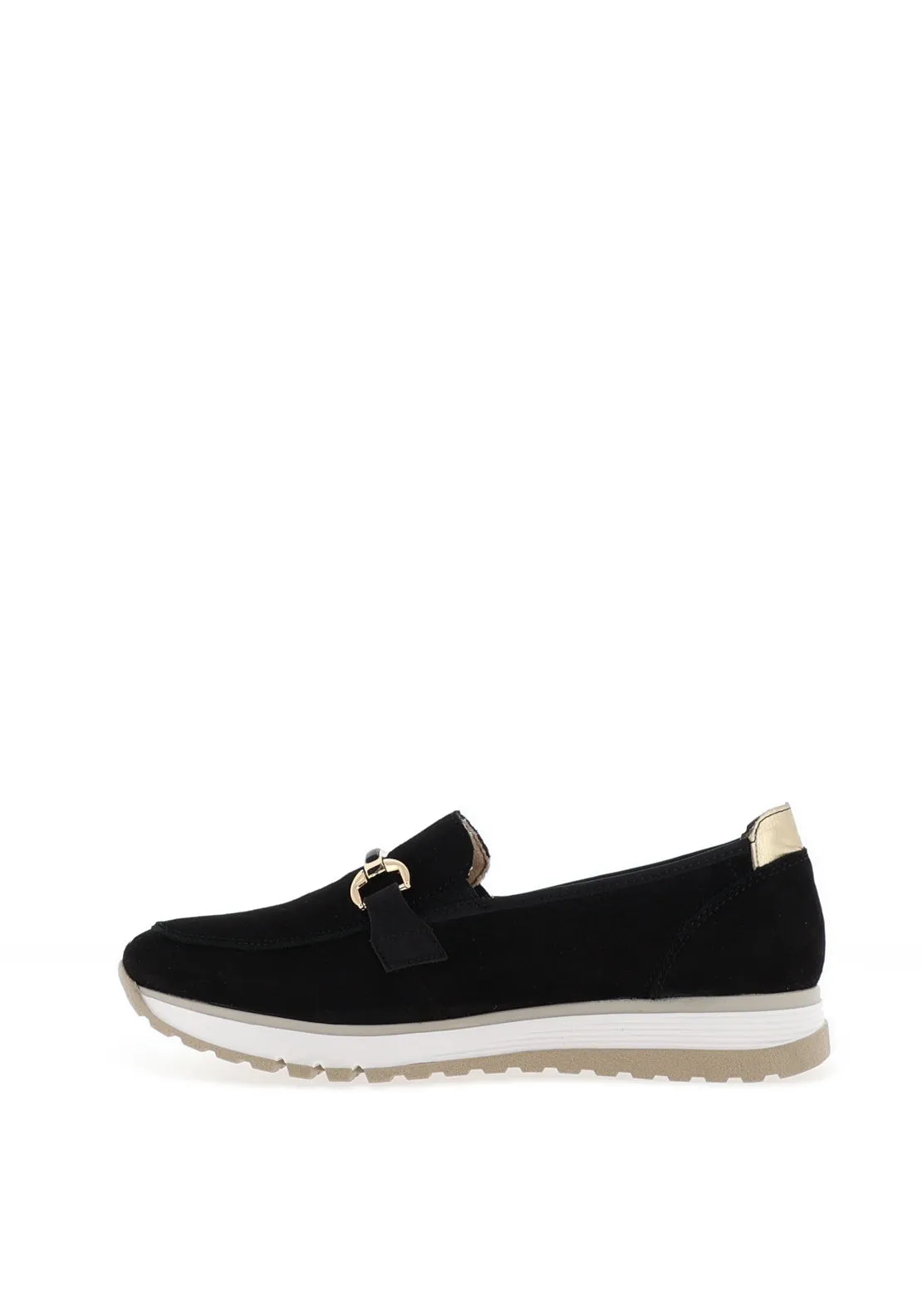 Rieker Womens Suede Leather Slip On Loafer, Black