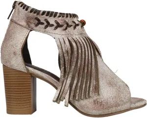 ROPER Womens Bettina Fringe Peep Toe Shootie Pumps Casual Sandals Casual High Heel 3" & Up - Brown