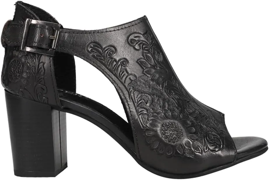 ROPER Womens Mika Floral Embossed Closed Back Block Pumps Dress Casual Casual Mid Heel 2-3" - Brown