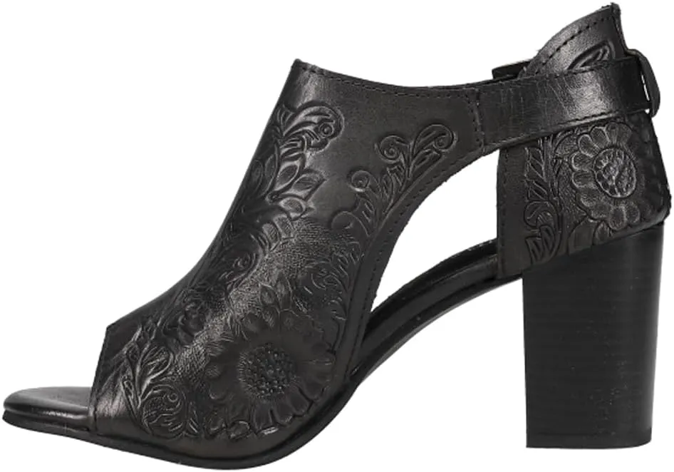 ROPER Womens Mika Floral Embossed Closed Back Block Pumps Dress Casual Casual Mid Heel 2-3" - Brown