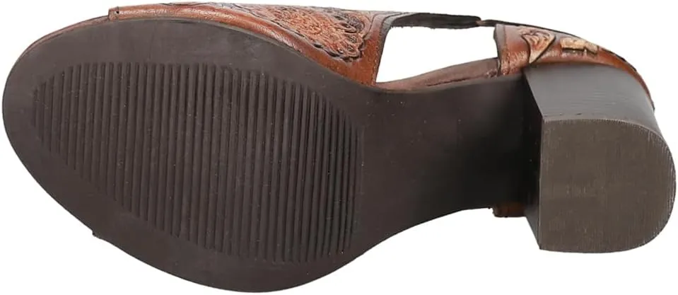ROPER Womens Mika Floral Embossed Closed Back Block Pumps Dress Casual Casual Mid Heel 2-3" - Brown