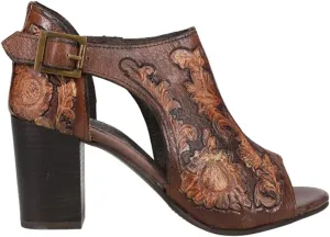 ROPER Womens Mika Floral Embossed Closed Back Block Pumps Dress Casual Casual Mid Heel 2-3" - Brown