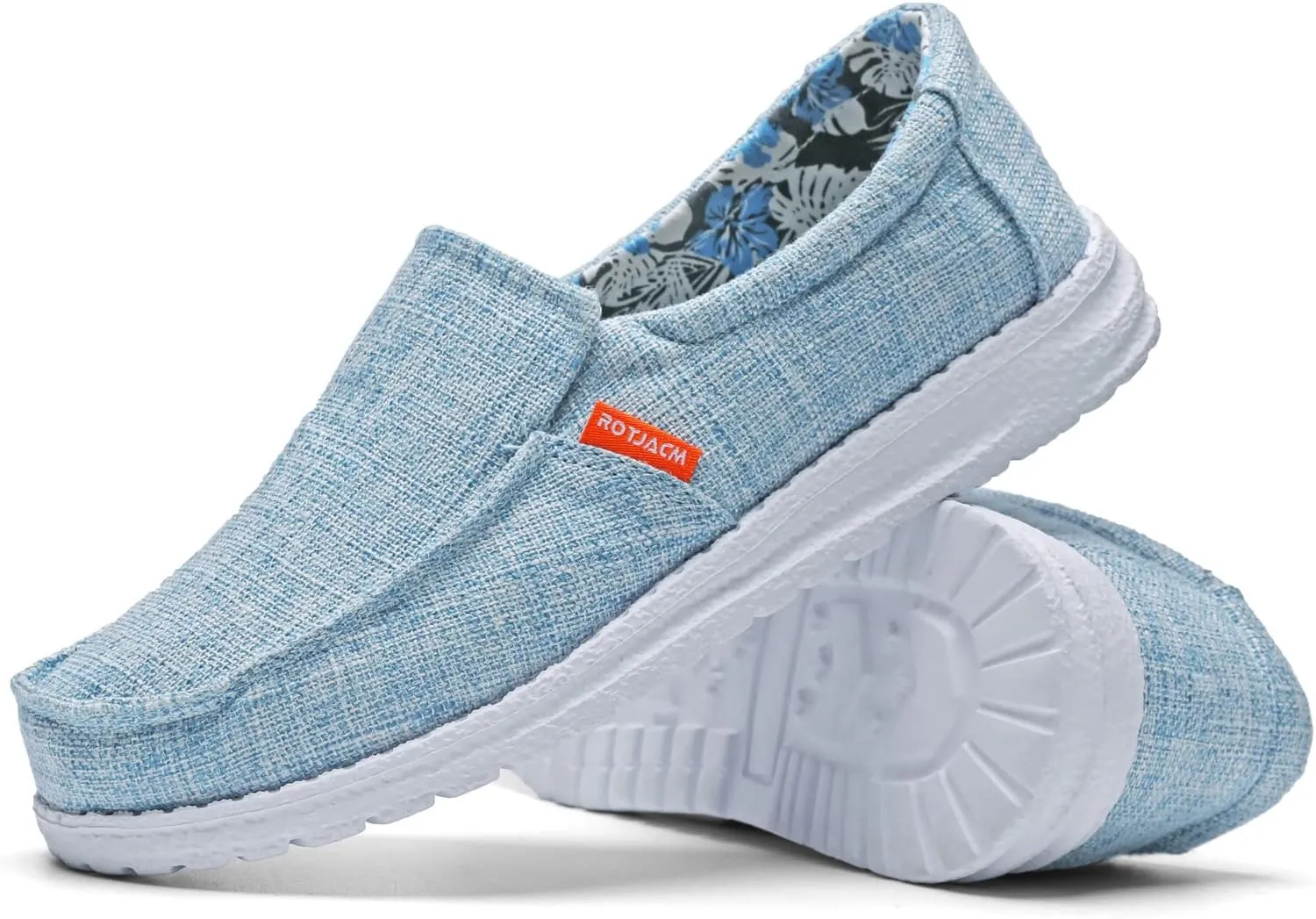 ROTJACM Women's Casual Comfortable Canvas Slip On Moc-Toe Loafers Blue US 5.5 to US 11