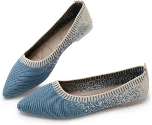 RVROVIC Women's Pointed Toe Knit Flats Shoes Slip on Ballet Flats Comfortable Dress Shoes for Women