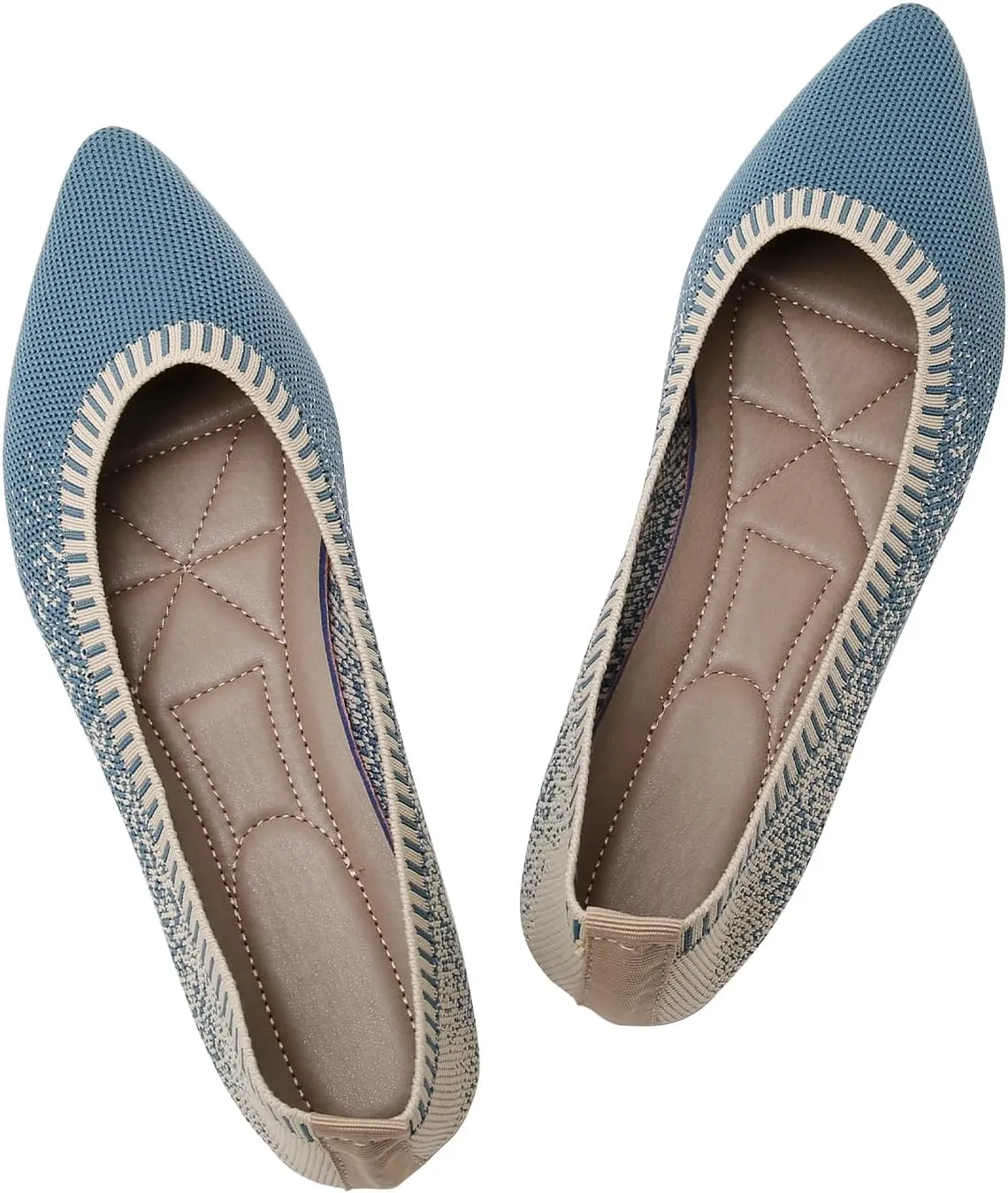 RVROVIC Women's Pointed Toe Knit Flats Shoes Slip on Ballet Flats Comfortable Dress Shoes for Women