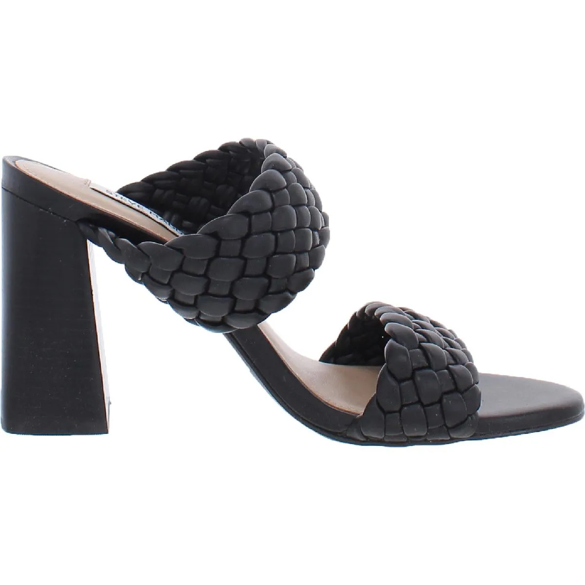 Sandals Black Steve Heeled Fashion Great deal Stacked Tielo Texture Slide Straps Madden Final clearance