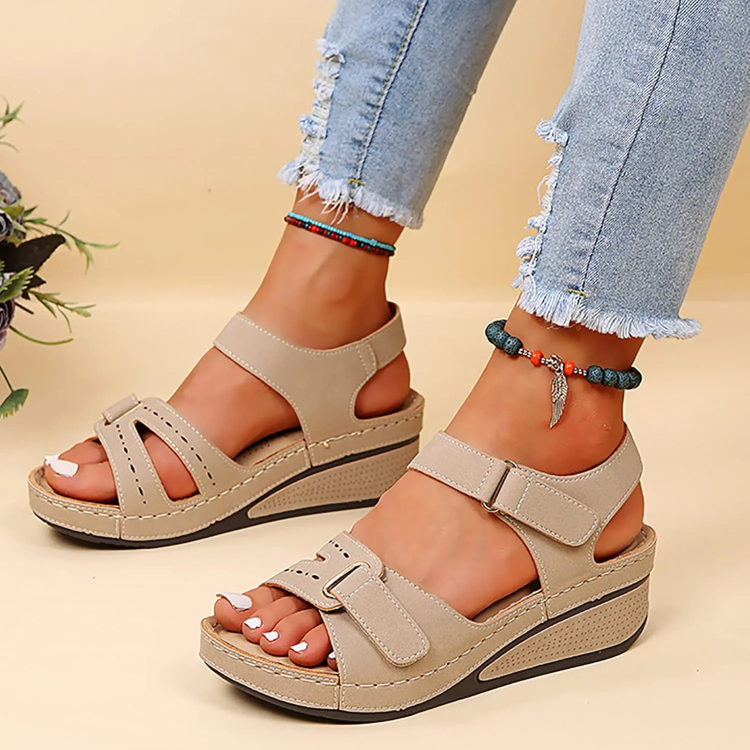 Sandals for Women 2024 Summer Waterproof Hiking Womens Sandals Comfortable Walking Outdoor Athletic Sandals