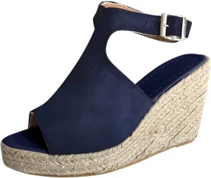 Sandals Women Dressy Open Toe Platform Wedge Sandals Summer Ankle Strap Buckle Low Heels Casual Espadrille Sandal Outdoor Shoes