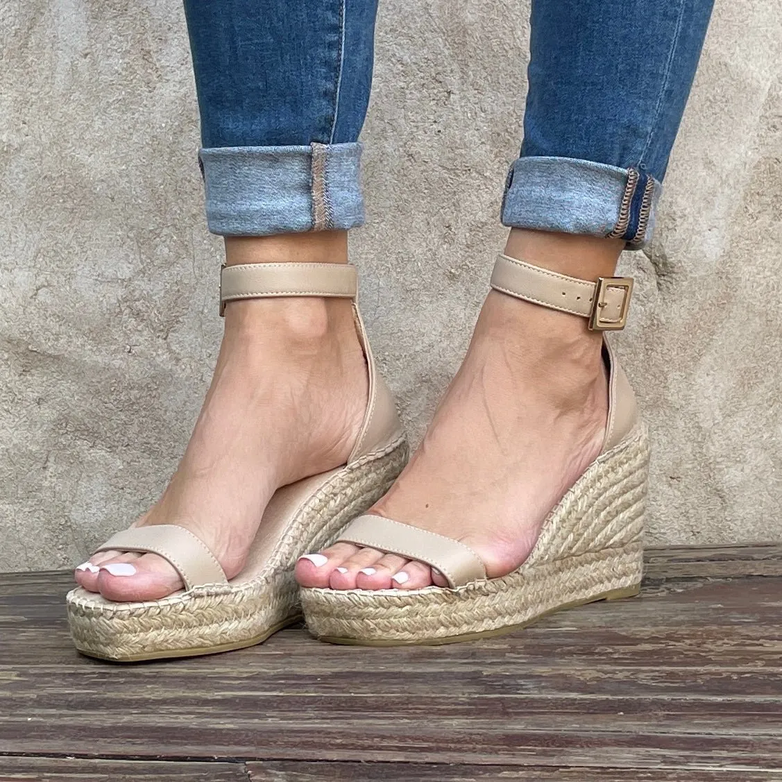 Sienna Espadrille Wedge in Sand