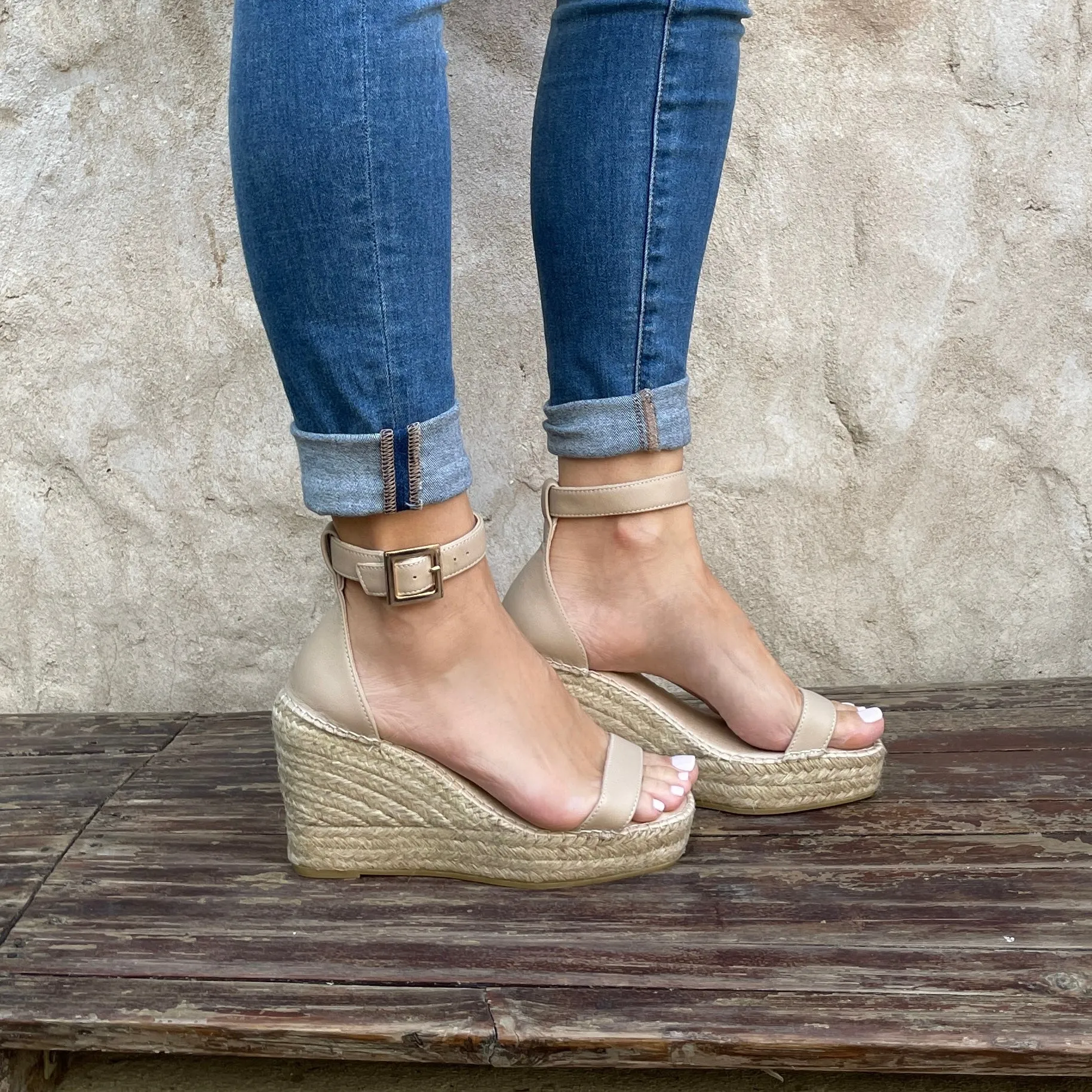 Sienna Espadrille Wedge in Sand