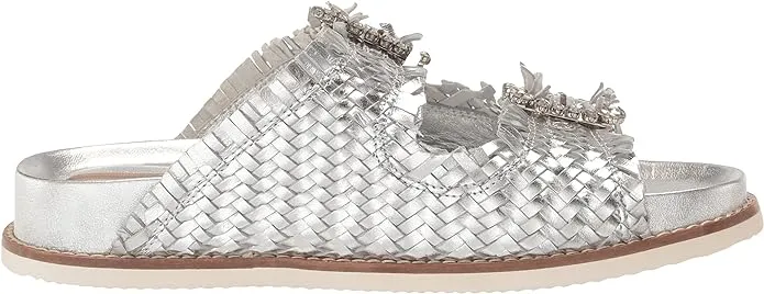 Sleek and smooth Artificial intelligence Silver Embellished Buckle Sandals Strap Soft Sam Edelman Leather Oaklyn Woven