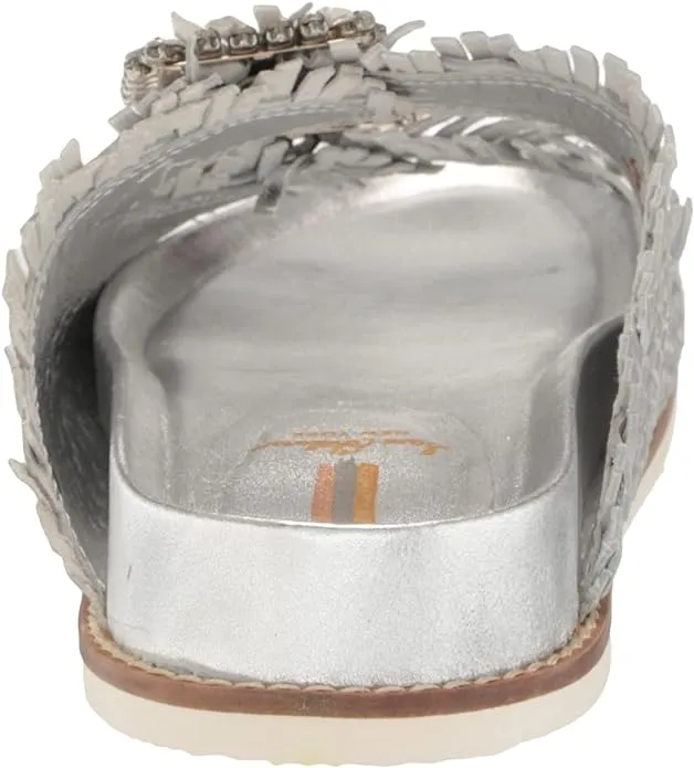 Sleek and smooth Artificial intelligence Silver Embellished Buckle Sandals Strap Soft Sam Edelman Leather Oaklyn Woven