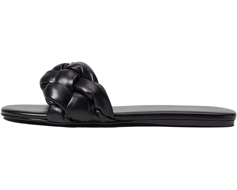 Slide Toe Leather Top-tier 3 Black Rounded Slip West Lula Delivery guarantee Nine Faux On Braided Sandal Open
