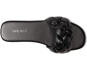Slide Toe Leather Top-tier 3 Black Rounded Slip West Lula Delivery guarantee Nine Faux On Braided Sandal Open