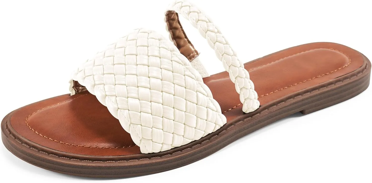 Slides for Women Comfort Sandals: Summer Dressy Beach Braided Sandal - Ladies Casual Walking Shoes