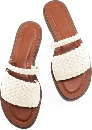 Slides for Women Comfort Sandals: Summer Dressy Beach Braided Sandal - Ladies Casual Walking Shoes