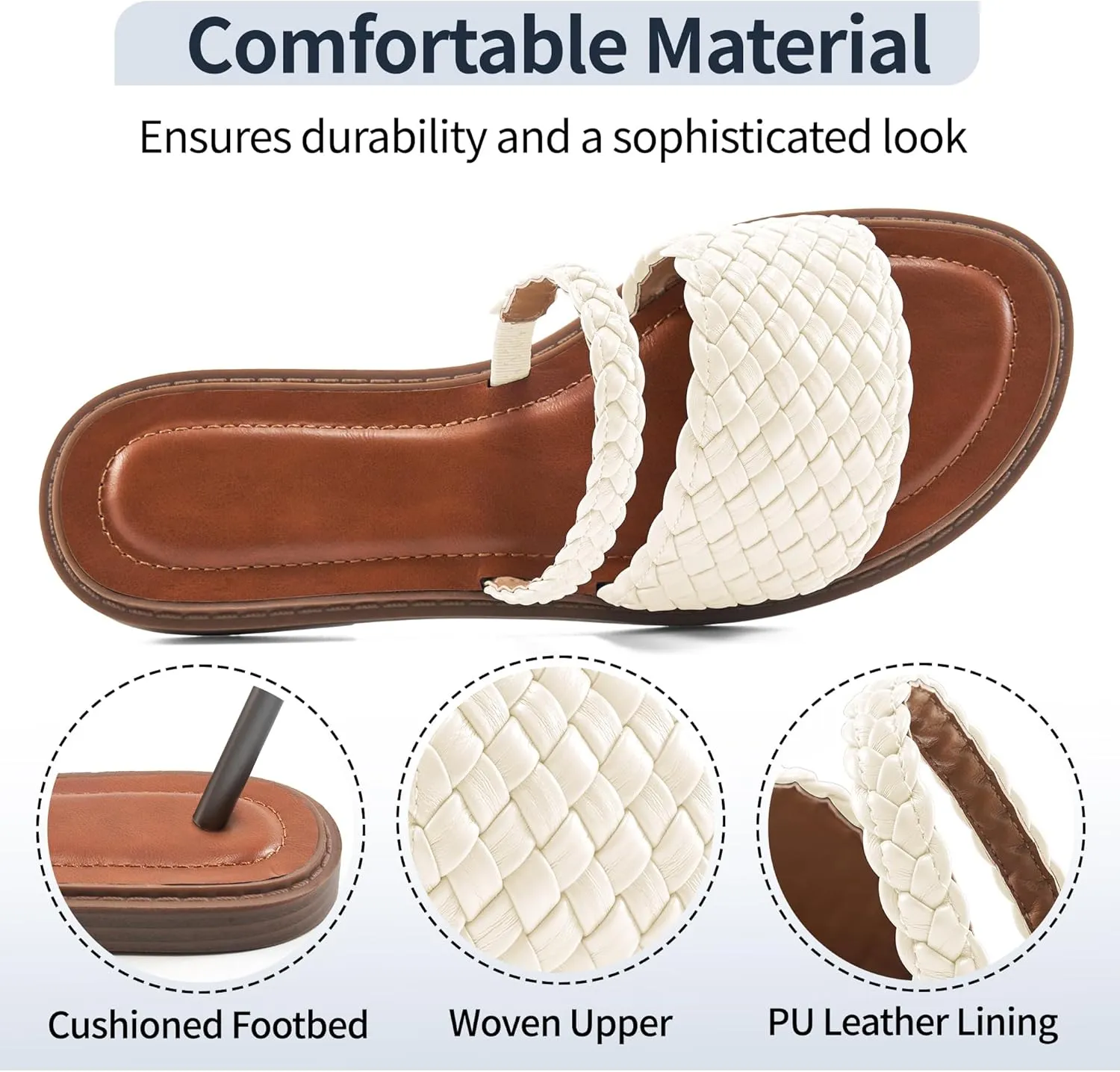 Slides for Women Comfort Sandals: Summer Dressy Beach Braided Sandal - Ladies Casual Walking Shoes