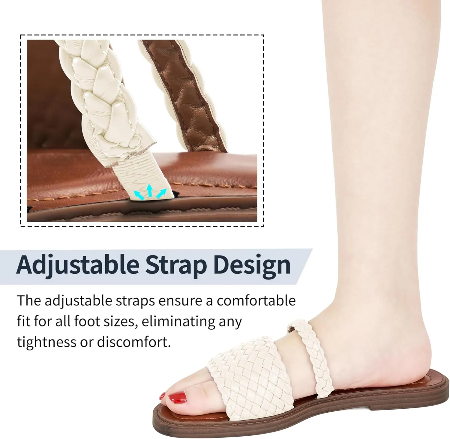 Slides for Women Comfort Sandals: Summer Dressy Beach Braided Sandal - Ladies Casual Walking Shoes