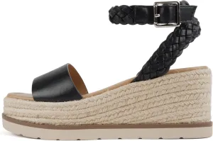 Soda “Emaline” ~ Women Square Toe Single Band Espadrille Wedge Sandal with Braided Ankle Strap