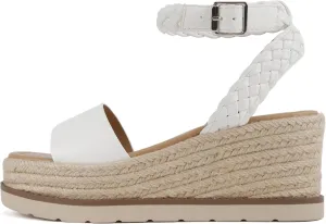 Soda “Emaline” ~ Women Square Toe Single Band Espadrille Wedge Sandal with Braided Ankle Strap