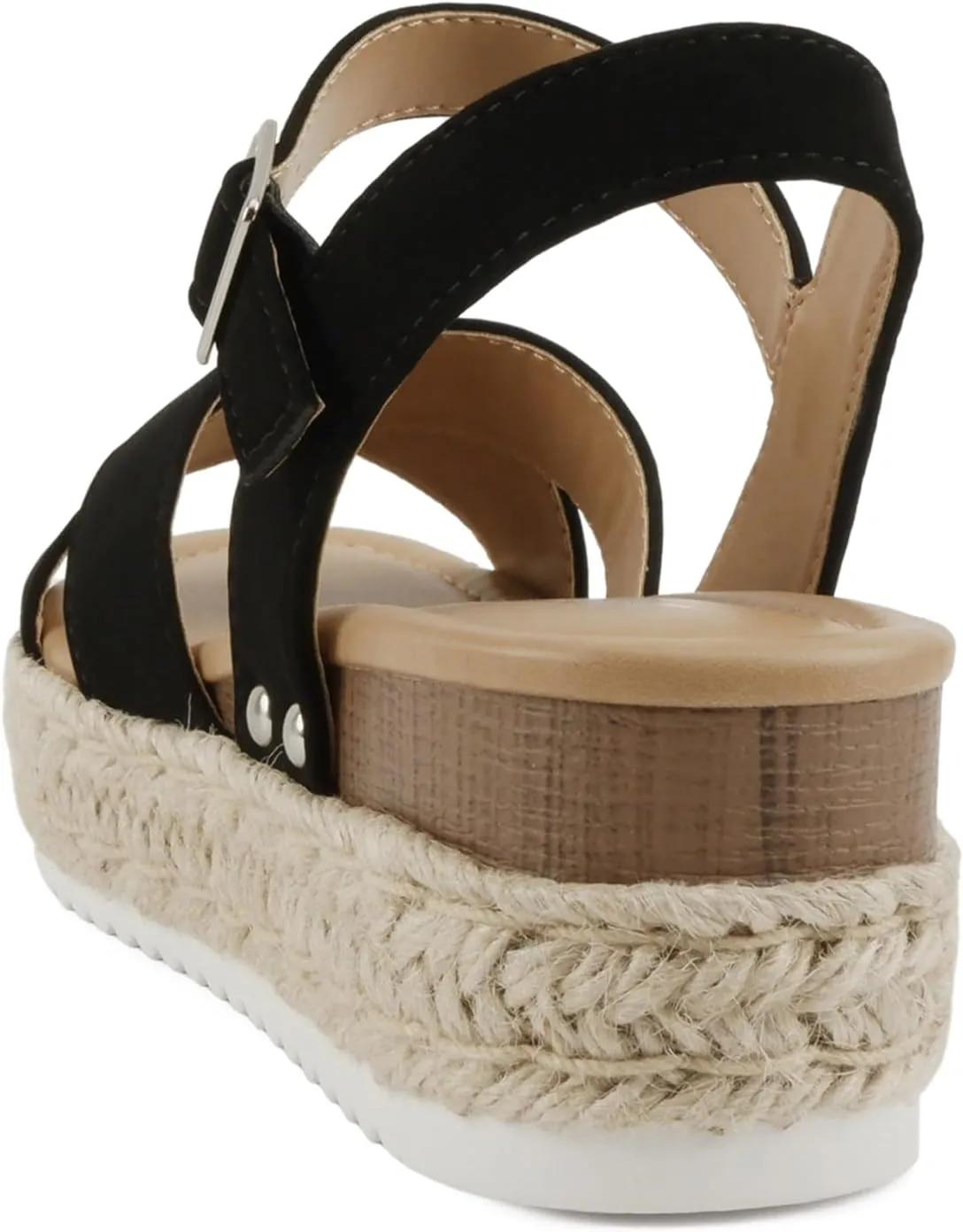 Soda “FIRELY” ~ Women Round Toe Crisscross Band Platform Espadrille Wedge Sandal with Adjustable Ankle Strap