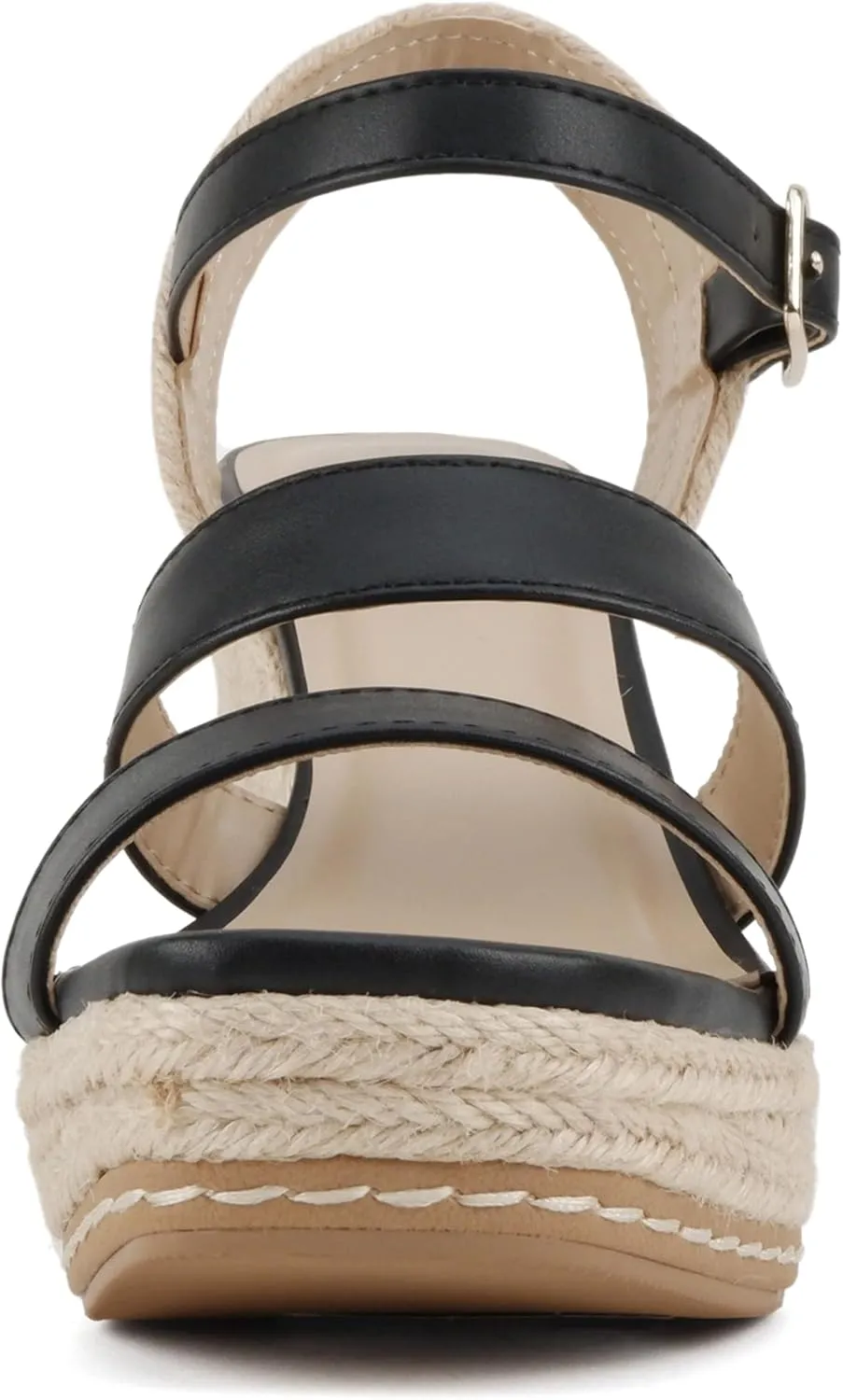 Soda “Lavina” ~ Women Open Square Toe Multi Band High Heel Espadrille Wedge Sandal with Adjustable Ankle Strap
