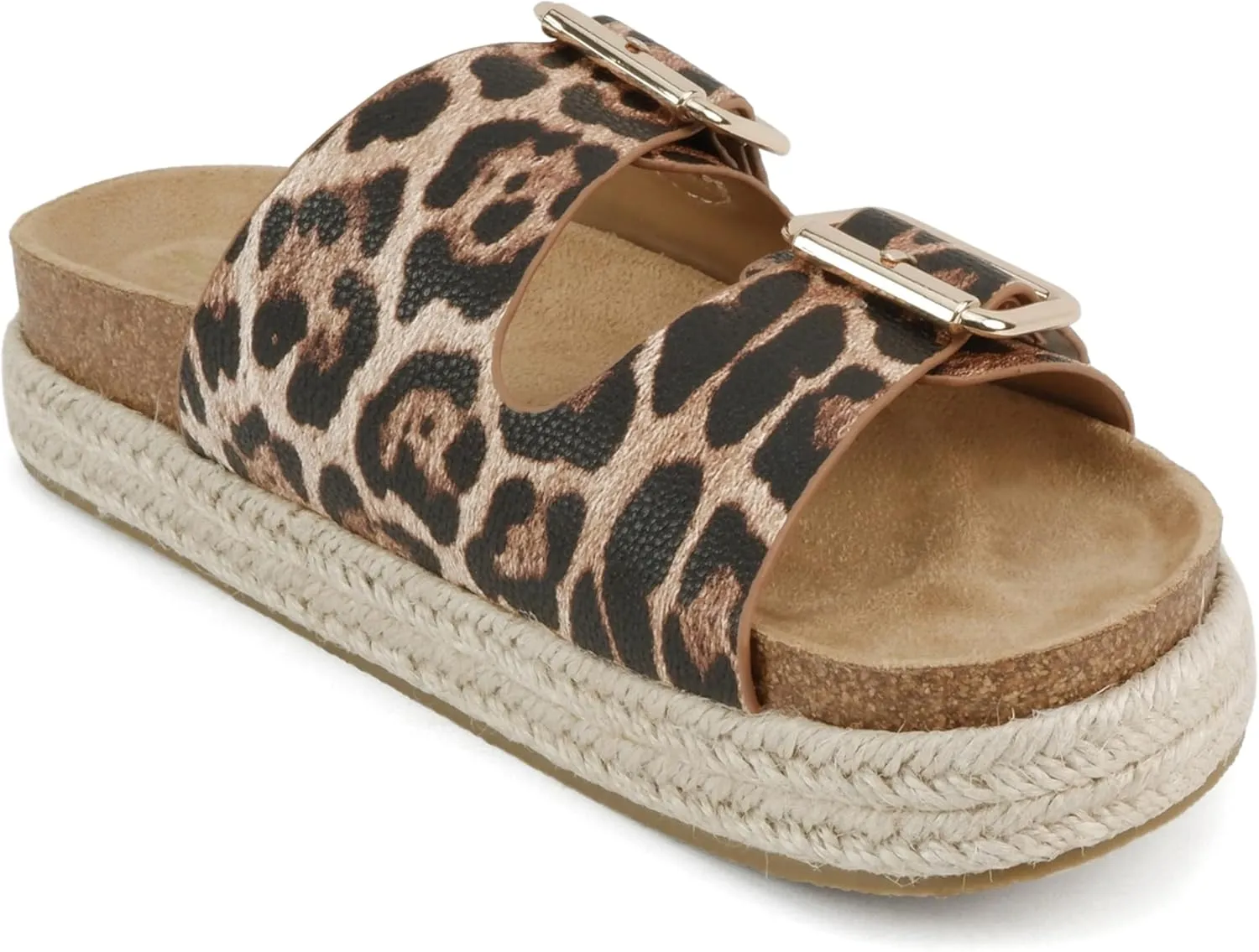 Soda “Marfa” ~ Women Open Toe Espadrille Flatform Sandals with Double Buckle Strap