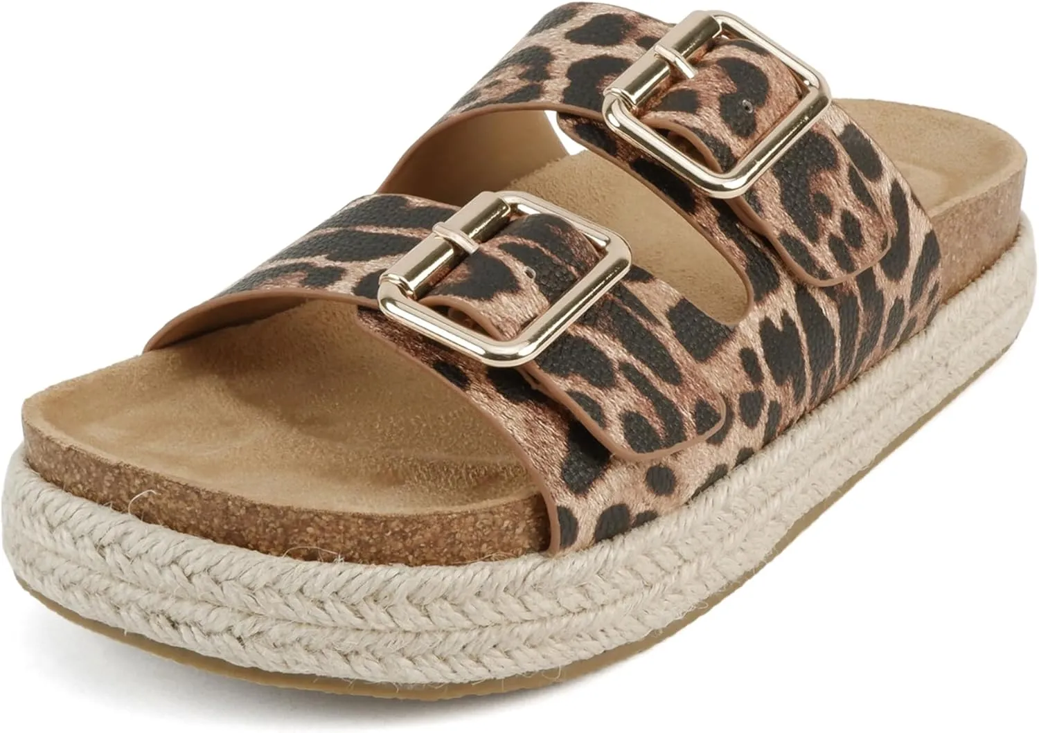 Soda “Marfa” ~ Women Open Toe Espadrille Flatform Sandals with Double Buckle Strap