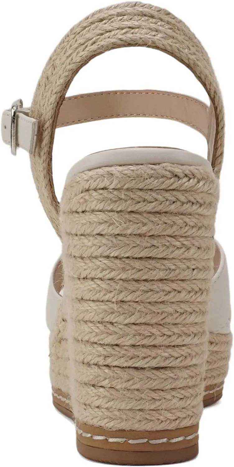 Soda MELANY ~ Women Open Toe Crisscross Two Bands Upper Ankle Strap High Heel Espadrille Wedge Sandal