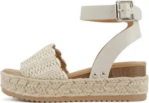 Soda Nico ~ Women Open Toe Single Raffia Band Espadrille Wedge Sandals