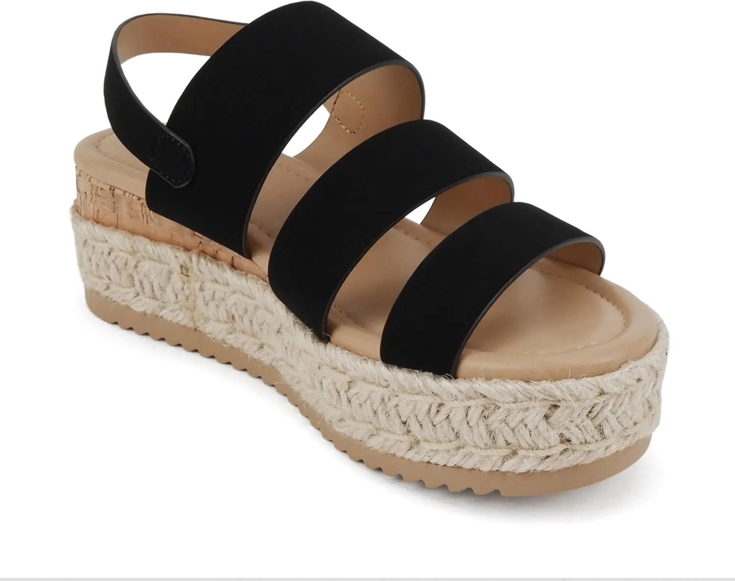 Soda “Resin” ~ Women Round Toe Multi Strap Low Heel Espadrille Wedge Sandal with Adjustable Ankle Strap