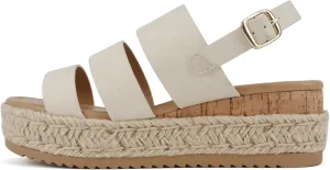 Soda “Resin” ~ Women Round Toe Multi Strap Low Heel Espadrille Wedge Sandal with Adjustable Ankle Strap