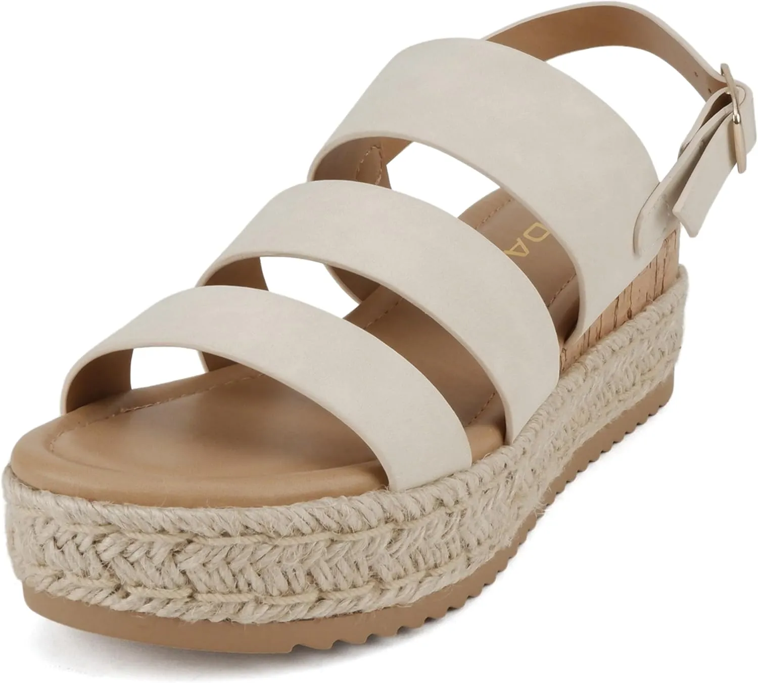 Soda “Resin” ~ Women Round Toe Multi Strap Low Heel Espadrille Wedge Sandal with Adjustable Ankle Strap
