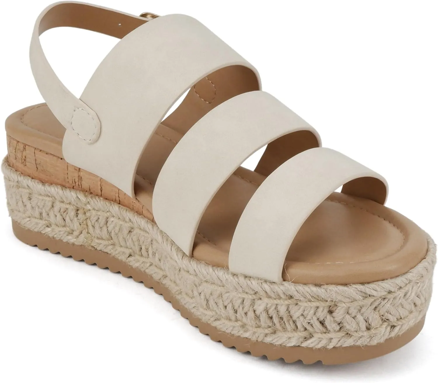 Soda “Resin” ~ Women Round Toe Multi Strap Low Heel Espadrille Wedge Sandal with Adjustable Ankle Strap