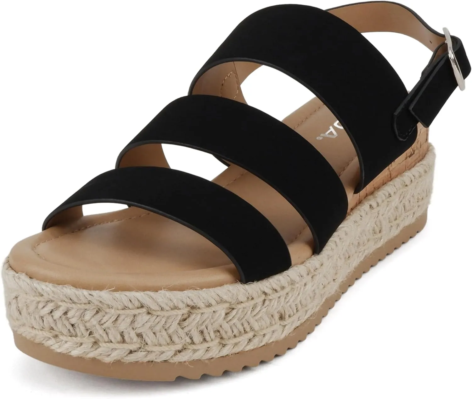 Soda “Resin” ~ Women Round Toe Multi Strap Low Heel Espadrille Wedge Sandal with Adjustable Ankle Strap