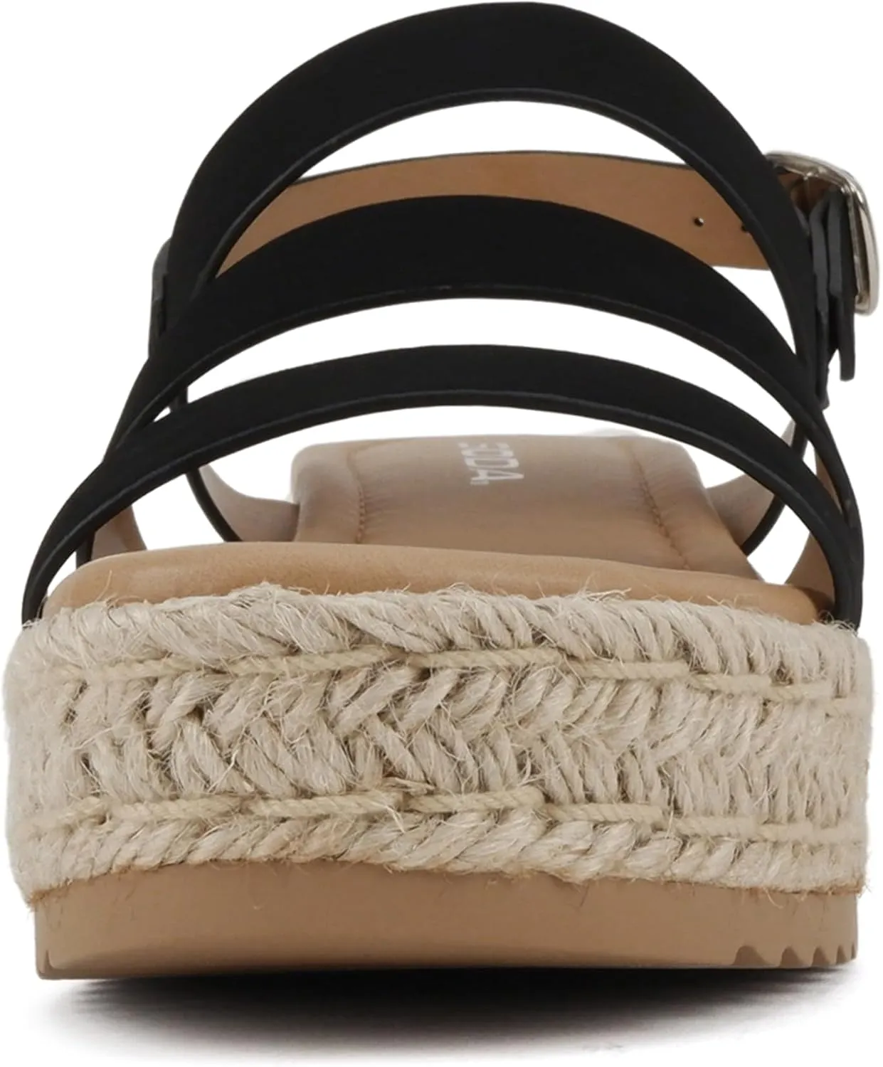 Soda “Resin” ~ Women Round Toe Multi Strap Low Heel Espadrille Wedge Sandal with Adjustable Ankle Strap