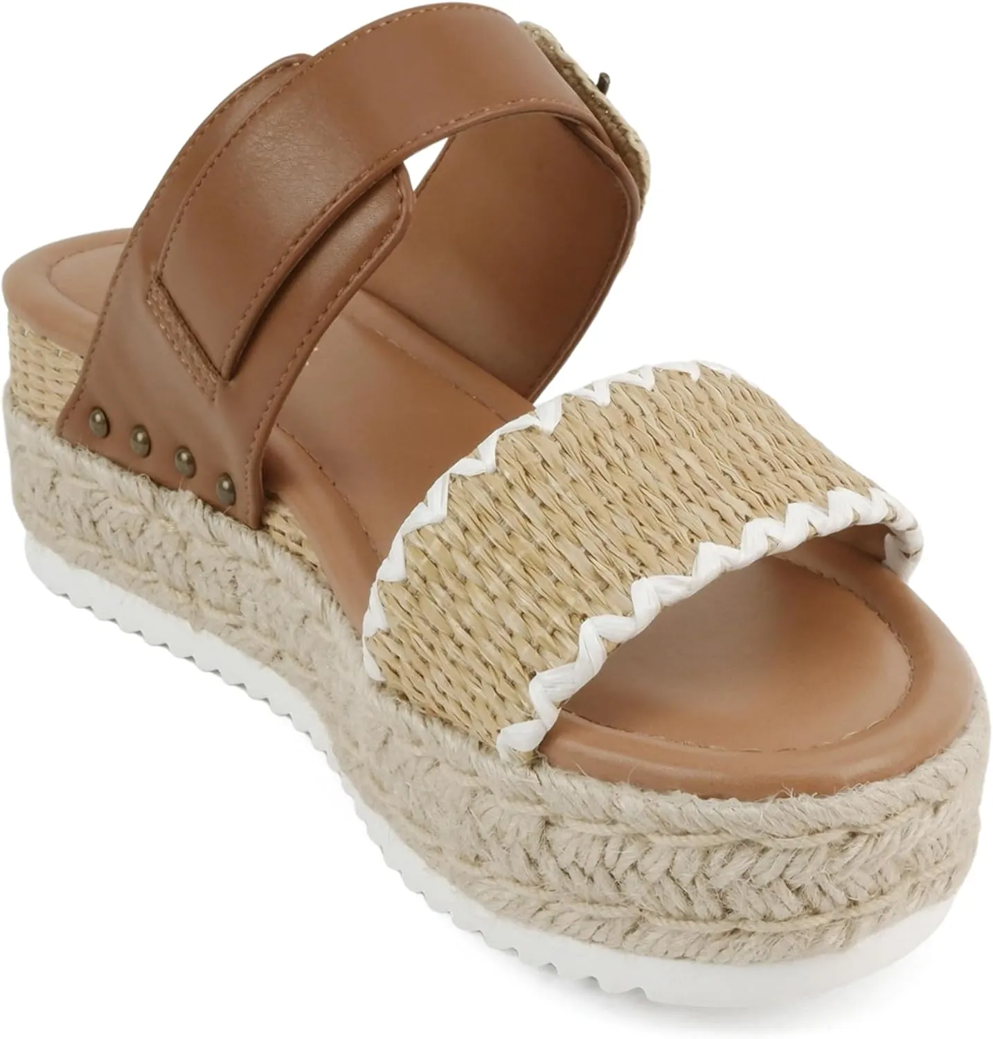 Soda “Sail” ~ Women Open Toe Double Band Espadrille Wedge Sandals