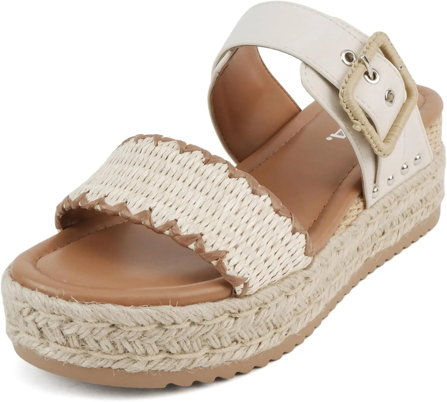 Soda “Sail” ~ Women Open Toe Double Band Espadrille Wedge Sandals
