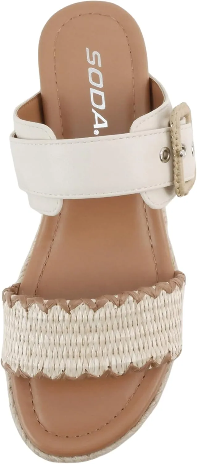 Soda “Sail” ~ Women Open Toe Double Band Espadrille Wedge Sandals