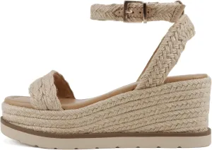 Soda “Swing” ~ Women Square Toe Single Band Low Heel Espadrille Wedge Sandal with Adjustable Ankle Strap