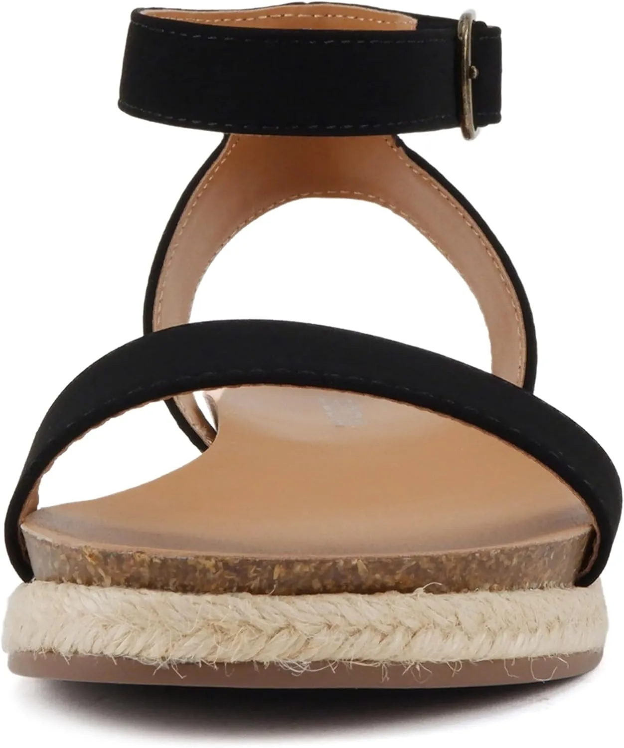 Soda Tacoma ~ Open Toe Single Bands Espadrille Jute Flat Casual Fashion Sandals with Buckle Ankle Strap